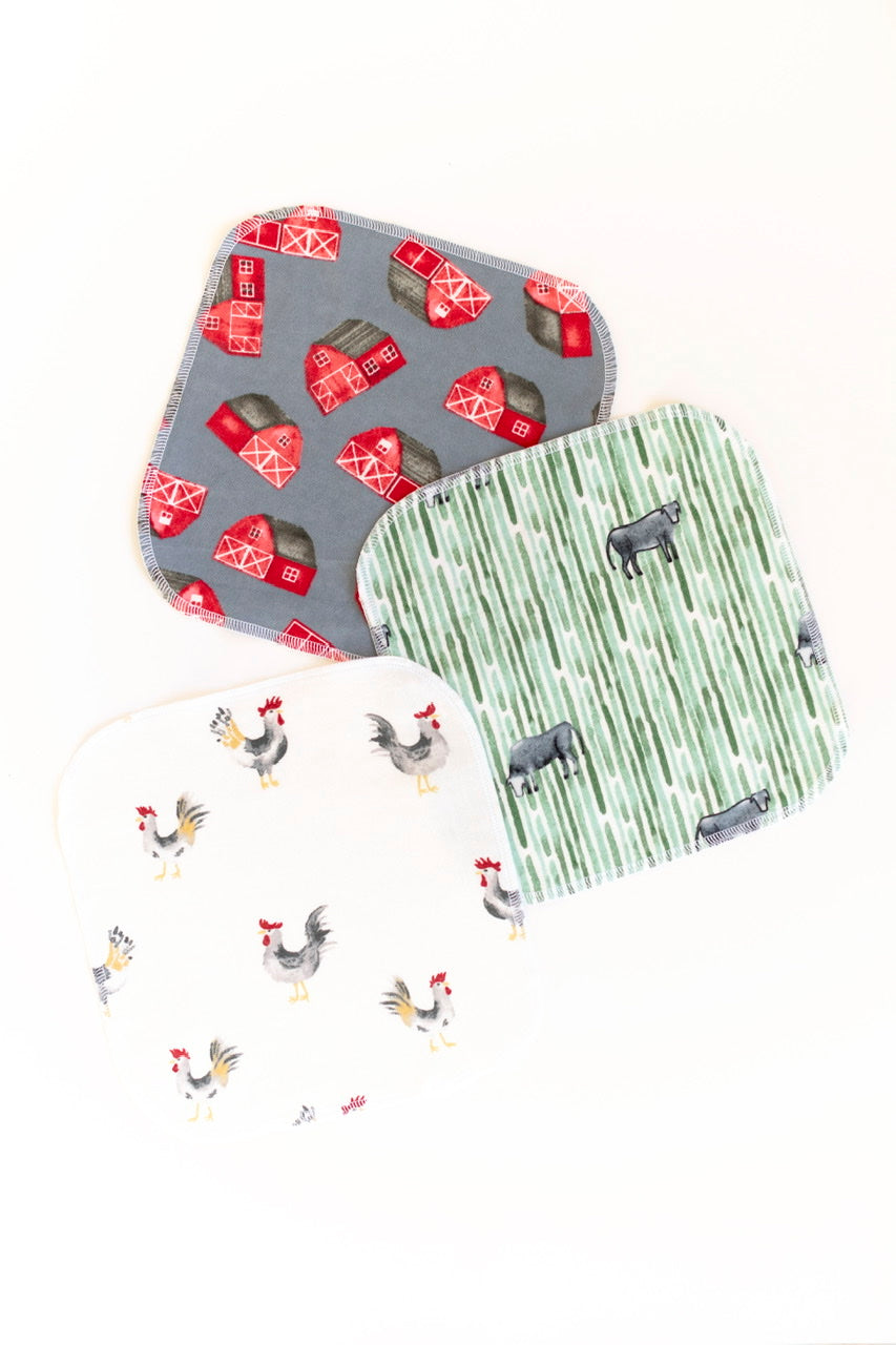 Reusable Baby Wipes—farm friends